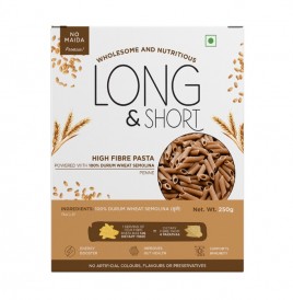 Long & Short High Fibre Pasta Powered With 100% Durum Wheat Semolina Penne  Box  250 grams